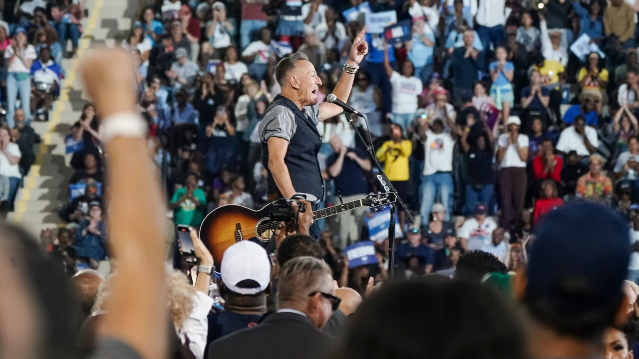 Musician Bruce Springsteen during a campaign event with Kamala Harris in Georgia